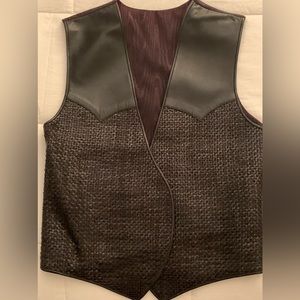 Unisex woven Leather black Vest